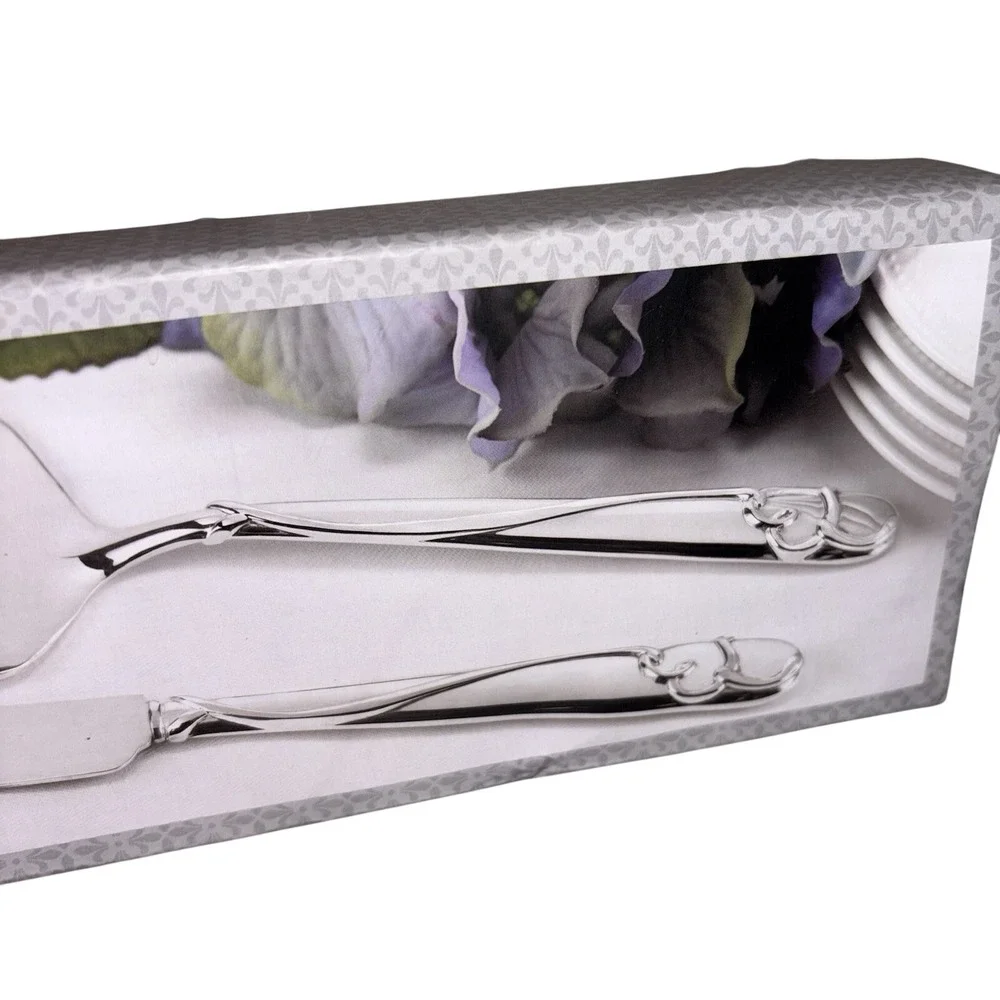 Silver Plated‎ Wedding Cake Serving Set Graceful Heart Hortense Hewitt